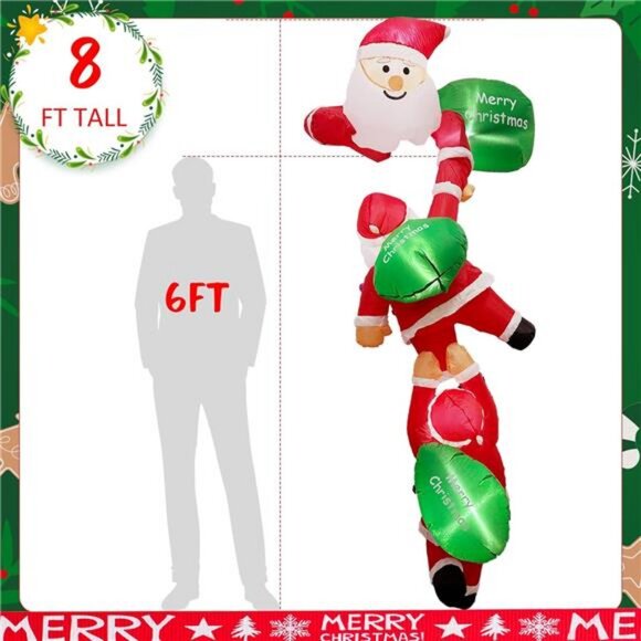 8FT Christmas Inflatable Outdoor Decor, Christmas...